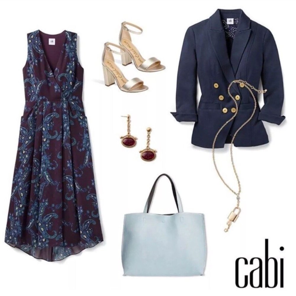 CAbi Paisley Treasure Floral/Paisley Style 3461 V-Neck Midi Dress w/Pockets SZ 4 - Picture 5 of 13